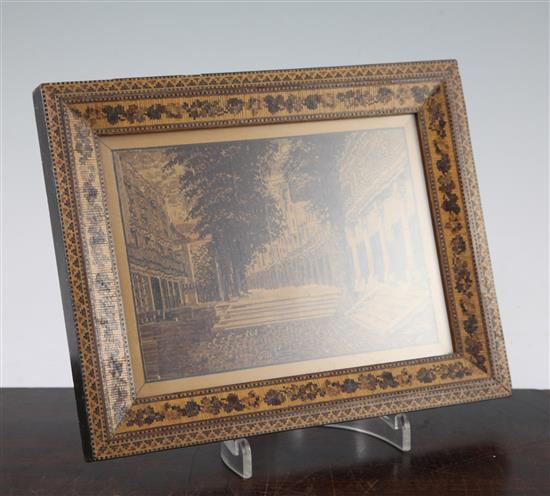 A Tunbridge ware tesserae mosaic view of The Pantiles, 9.5in.